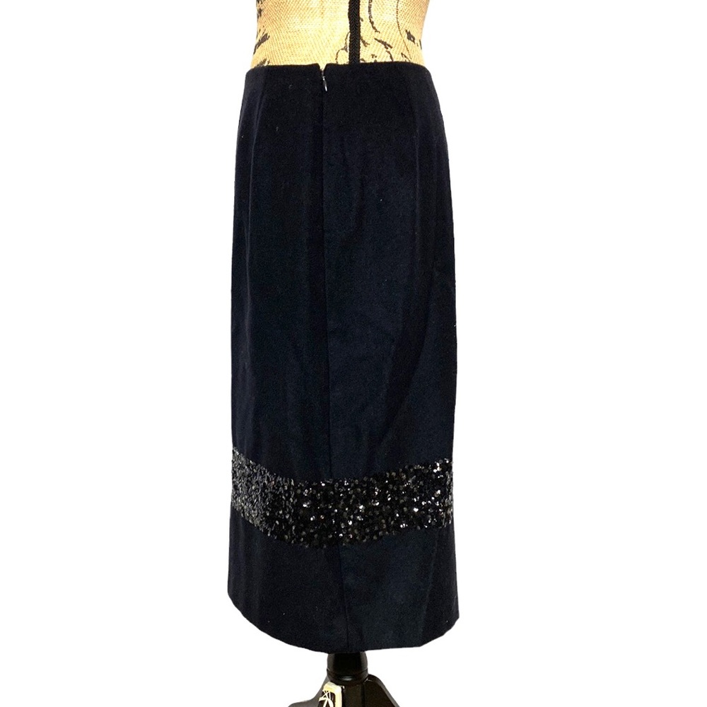 Vintage Wool Angora Nylon Blend Midi Sequin Skirt 8